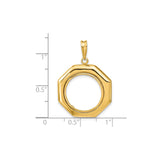 16 mm 14k Yellow Gold coin bezel for 16 mm Coin — size reference (ruler)