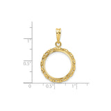 16 mm 14k Yellow Gold coin bezel for 16 mm Coin — size reference (ruler)