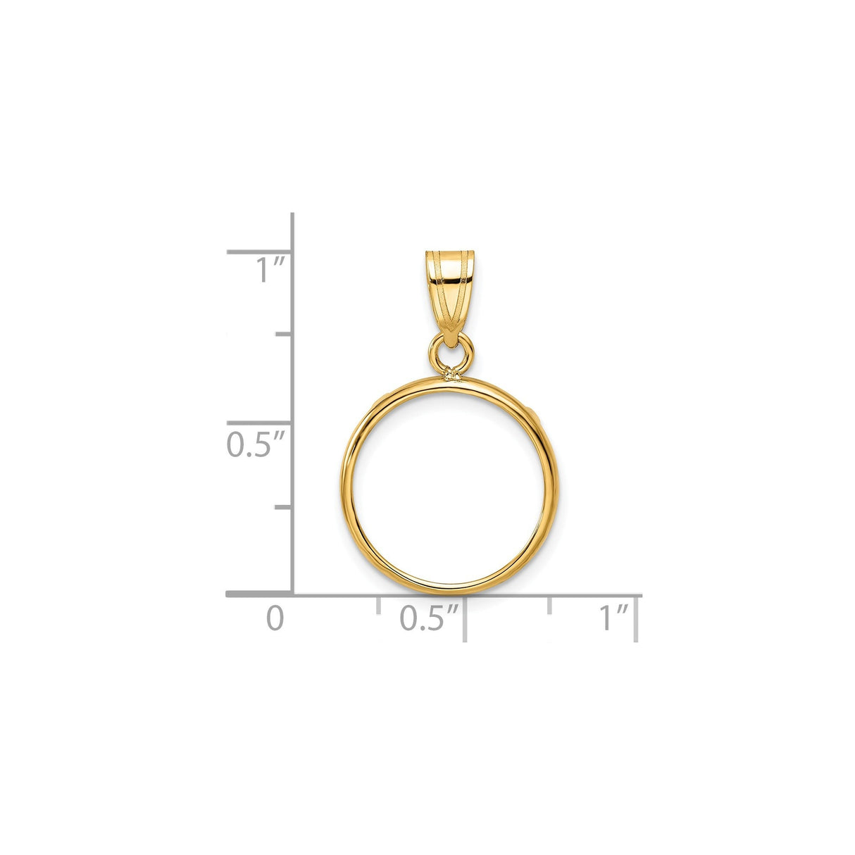 16 mm 14k Yellow Gold coin bezel for 16 mm Coin — size reference (ruler)