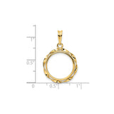 16 mm 14k Yellow Gold coin bezel for 16 mm Coin — size reference (ruler)