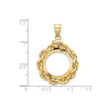 16 mm 14k Yellow Gold coin bezel for 16 mm Coin — size reference (ruler)