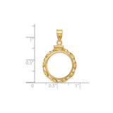 16 mm 14k Yellow Gold coin bezel for 16 mm Coin — size reference (ruler)