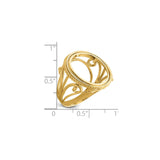 16 mm 14k Yellow Gold coin bezel for 16 mm Coin — size reference (ruler)