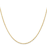 14K Yellow Gold 1 mm Singapore Chain Necklace, Polished