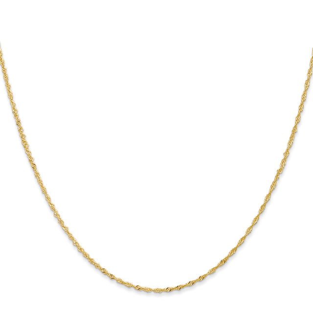 14K Yellow Gold 1 mm Singapore Chain Necklace, Polished