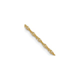 14K Yellow Gold 1 mm Singapore Chain Necklace, Polished detail view