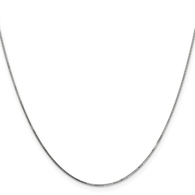 14K White Gold 0.8 mm Box Chain Necklace, Polished