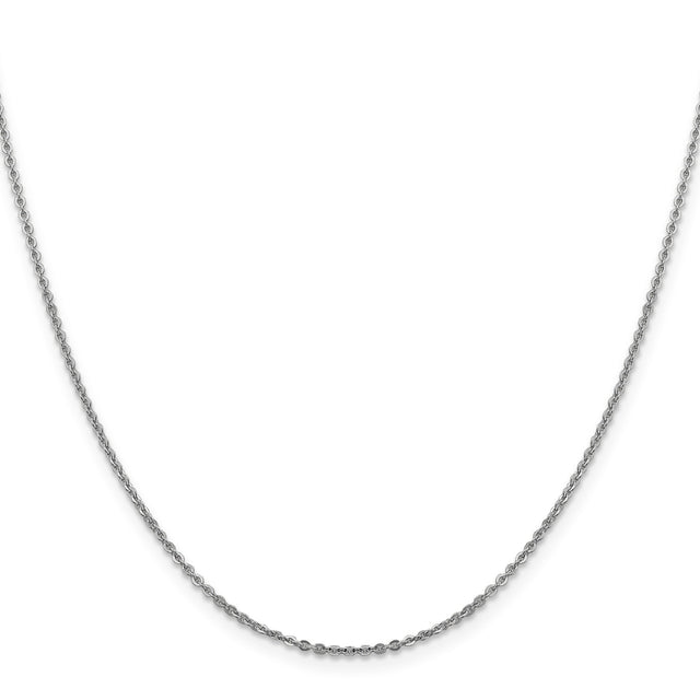 14K White Gold 1.7 mm Polished Chain Necklace, Solid