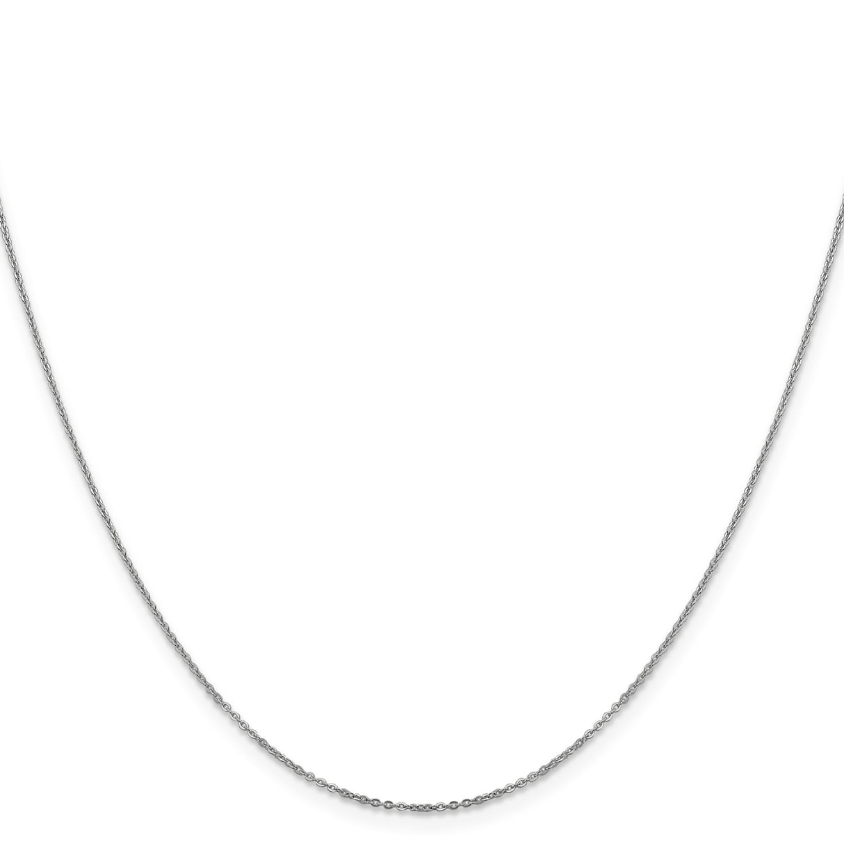 14K White Gold 1.1 mm Polished Chain Necklace, Solid