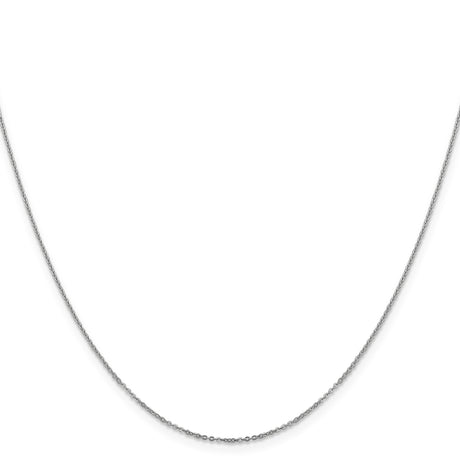 14K White Gold 1.1 mm Polished Chain Necklace, Solid