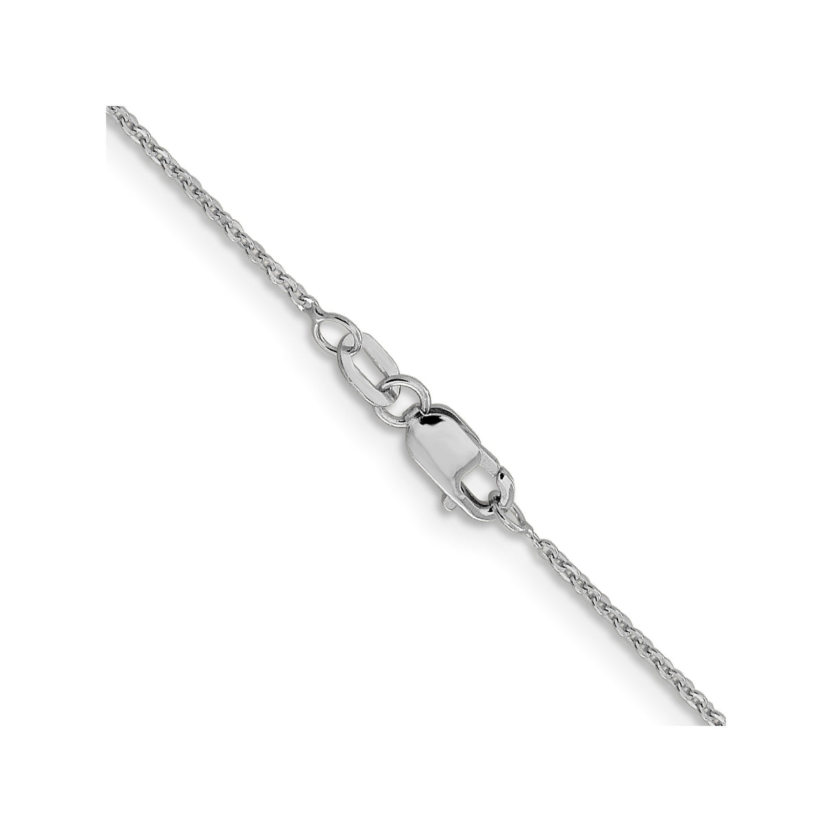 14K White Gold 1.1 mm Polished Chain Necklace, Solid alternate angle