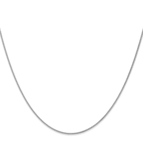 14K White Gold 1 mm Polished Chain Necklace, Solid