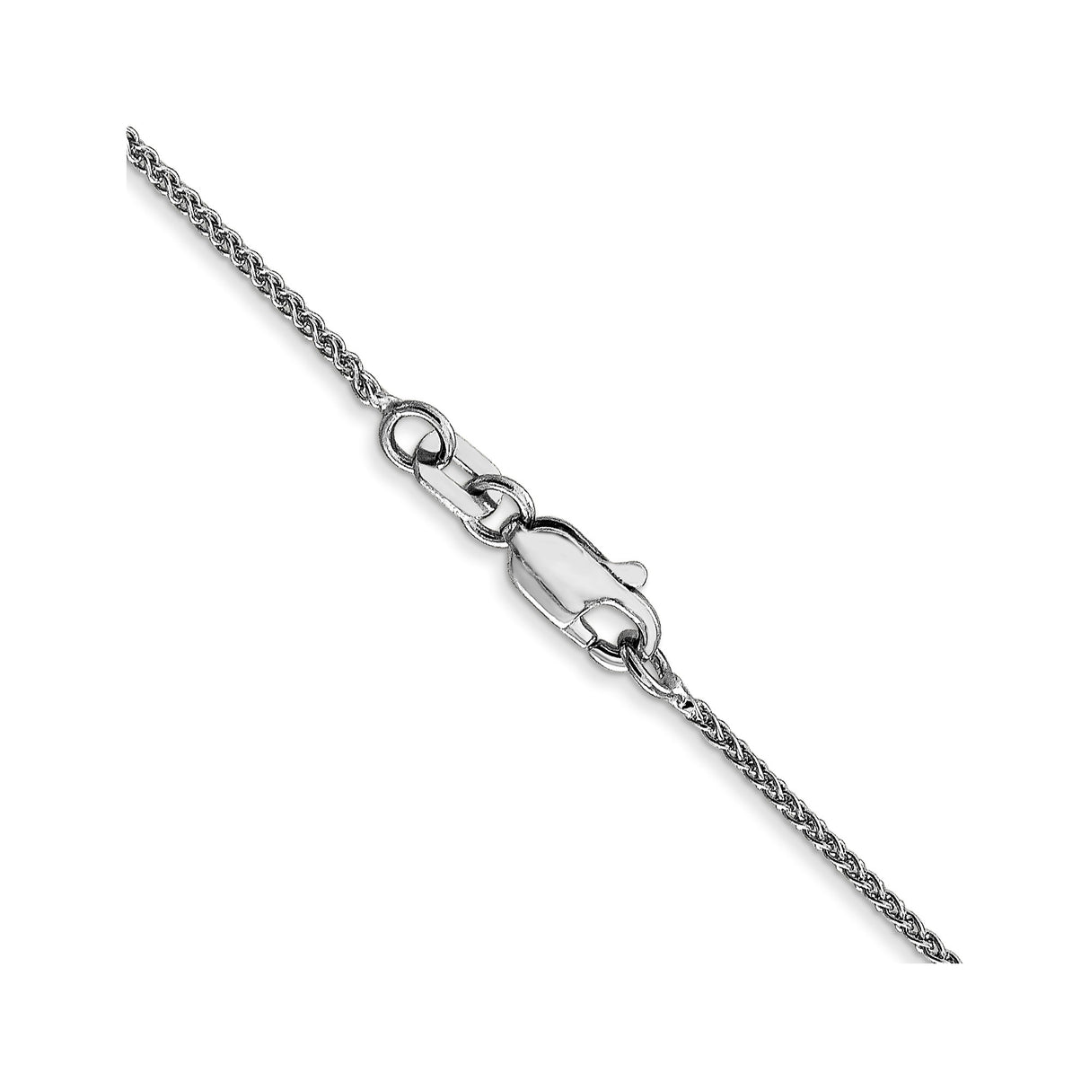 14K White Gold 1 mm Polished Chain Necklace, Solid alternate angle