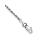 14K White Gold 1.5 mm Rope Chain Bracelet, Polished
