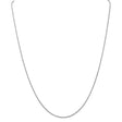 14K White Gold 1.3 mm Polished Chain Necklace, Solid