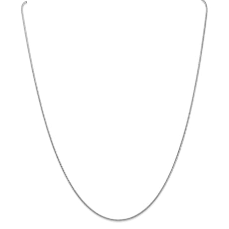 14K White Gold 1.3 mm Polished Chain Necklace, Solid