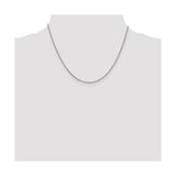 14K White Gold 1.3 mm Polished Chain Necklace, Solid detail view