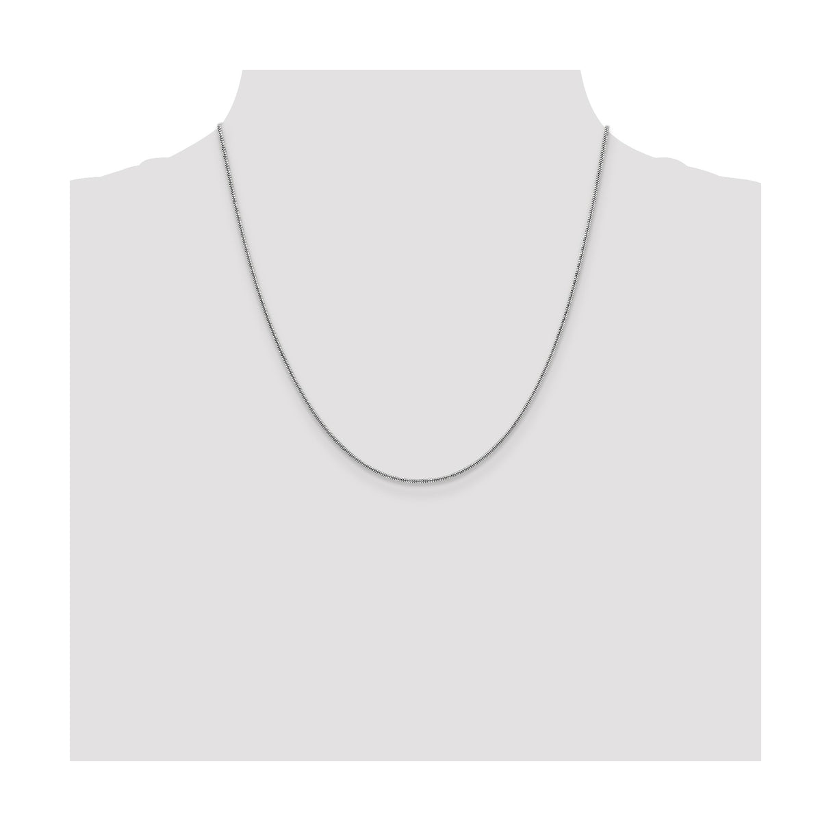 14K White Gold 1.3 mm Polished Chain Necklace, Solid detail view