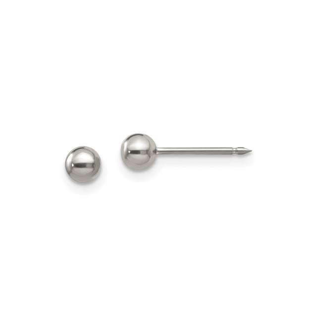 Titanium Stud Earrings, Flat Back Hypoallergenic Design for Sensitive Ears, 4mm Minimalist Ball Style