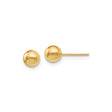 14k Yellow Gold Ball Stud Earrings, Polished Round Minimalist Design, 5mm Diameter