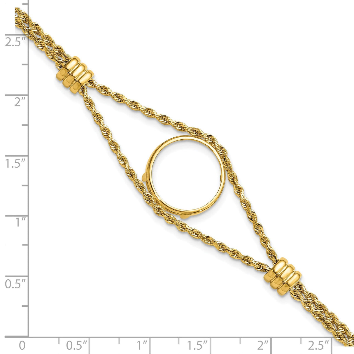 17 mm 14k Yellow Gold coin bezel for 16.5 mm Coin — size reference (ruler)