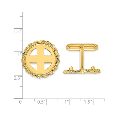 17 mm 14k Yellow Gold coin bezel for 16.5 mm Coin — size reference (ruler)