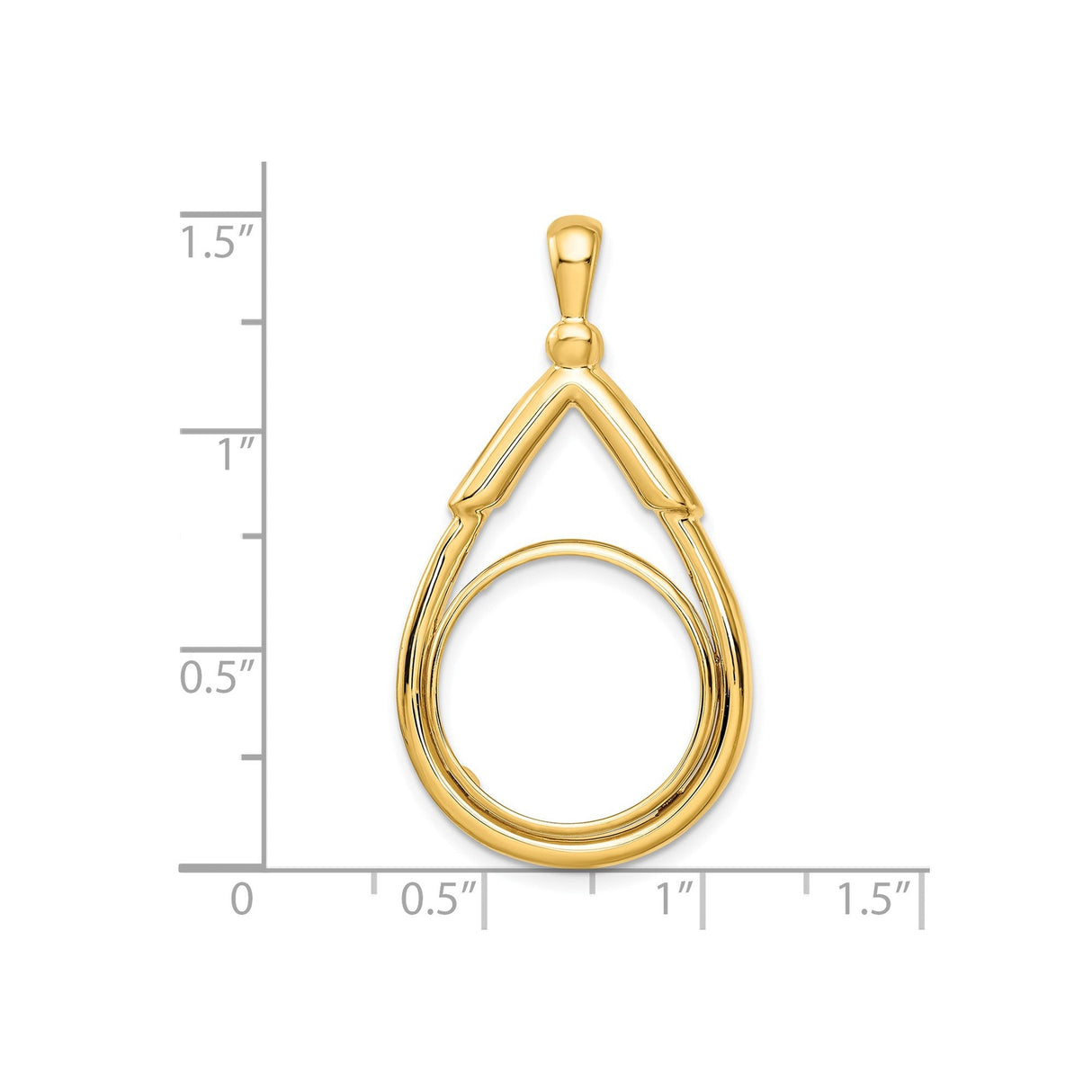 17 mm 14k Yellow Gold coin bezel for 16.5 mm Coin — size reference (ruler)
