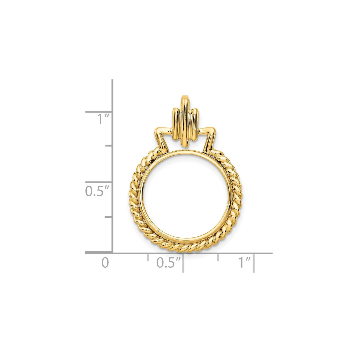17 mm 14k Yellow Gold coin bezel for 16.5 mm Coin — size reference (ruler)