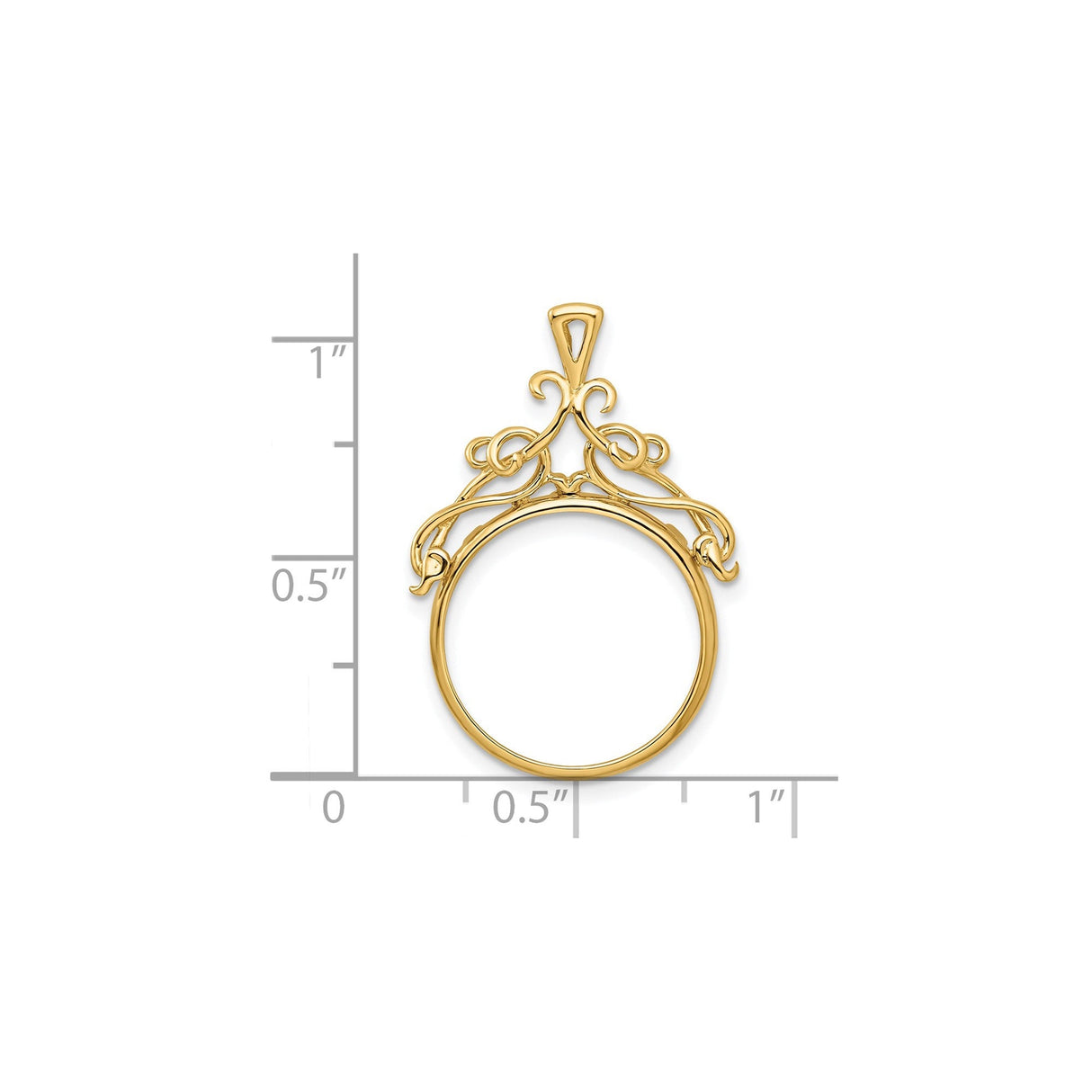 17 mm 14k Yellow Gold coin bezel for 16.5 mm Coin — size reference (ruler)