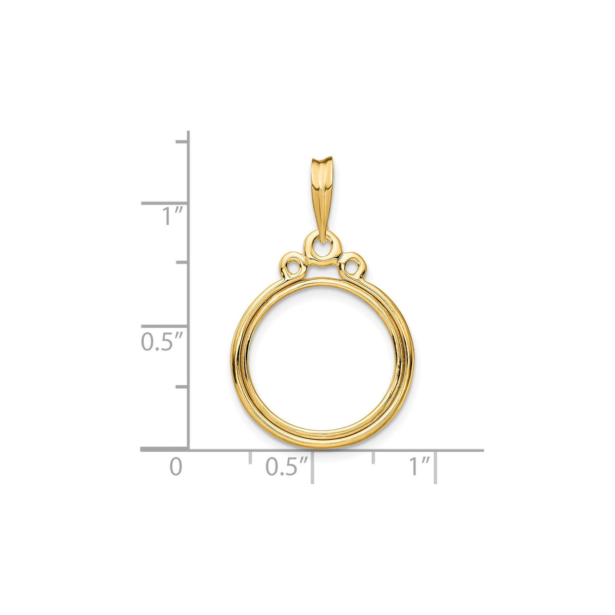 17 mm 14k Yellow Gold coin bezel for 16.5 mm Coin — size reference (ruler)