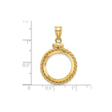 17 mm 14k Yellow Gold coin bezel for 16.5 mm Coin — size reference (ruler)
