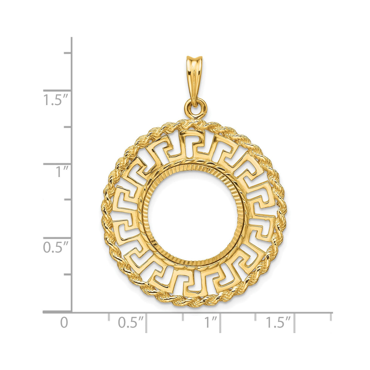 17 mm 14k Yellow Gold coin bezel for 16.5 mm Coin — size reference (ruler)