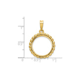 17 mm 14k Yellow Gold coin bezel for 16.5 mm Coin — size reference (ruler)