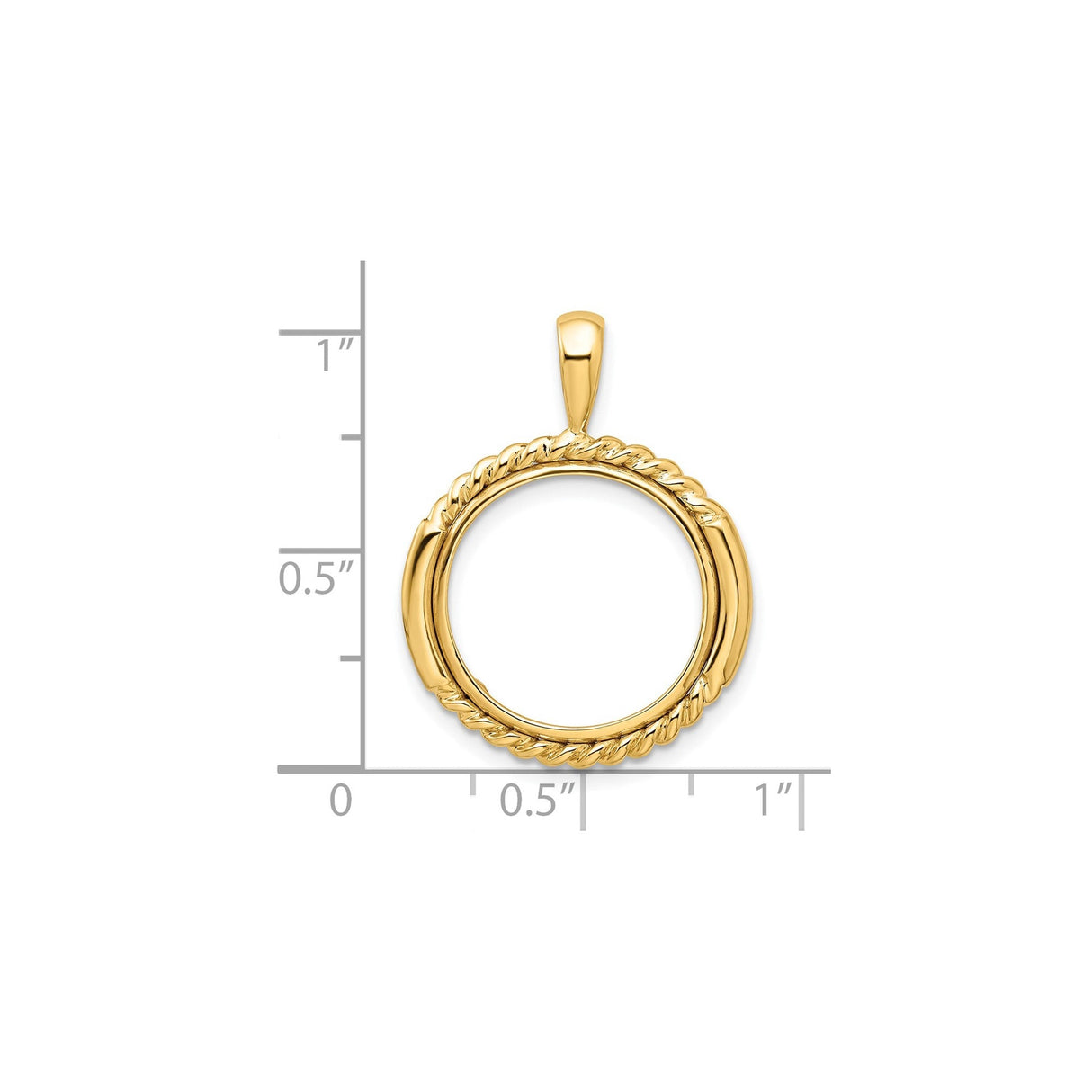 17 mm 14k Yellow Gold coin bezel for 16.5 mm Coin — size reference (ruler)