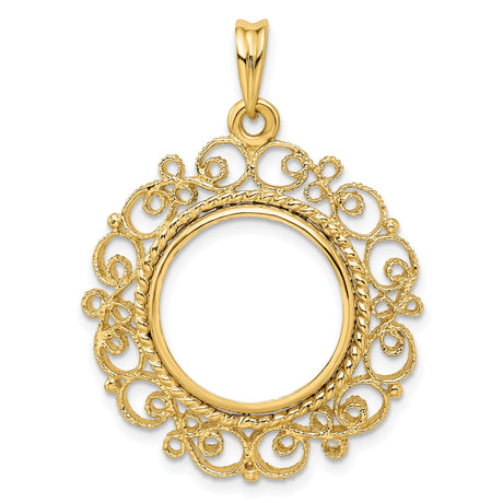 17 mm 14k Yellow Gold coin bezel for 16.5 mm Coin
