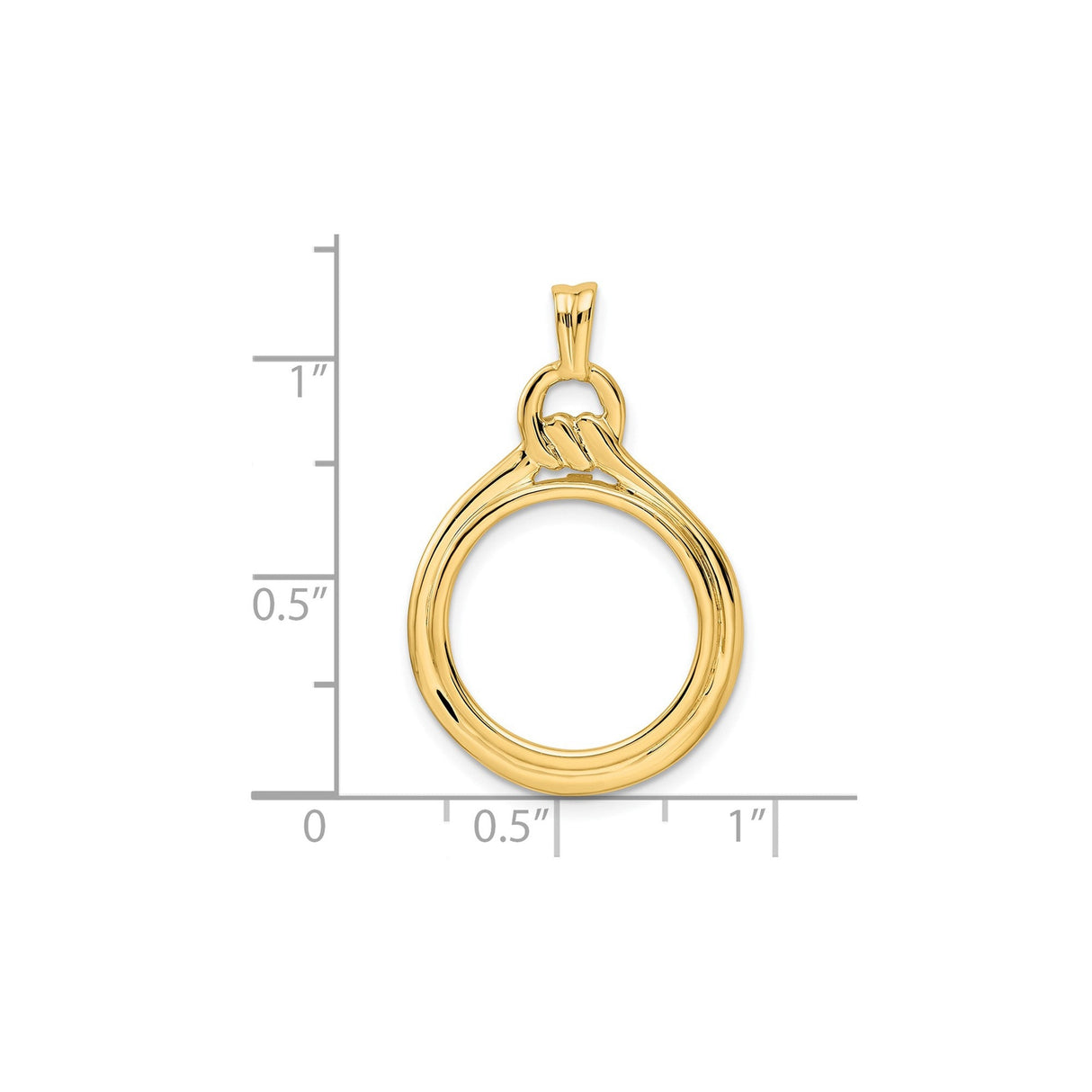 17 mm 14k Yellow Gold coin bezel for 16.5 mm Coin — size reference (ruler)