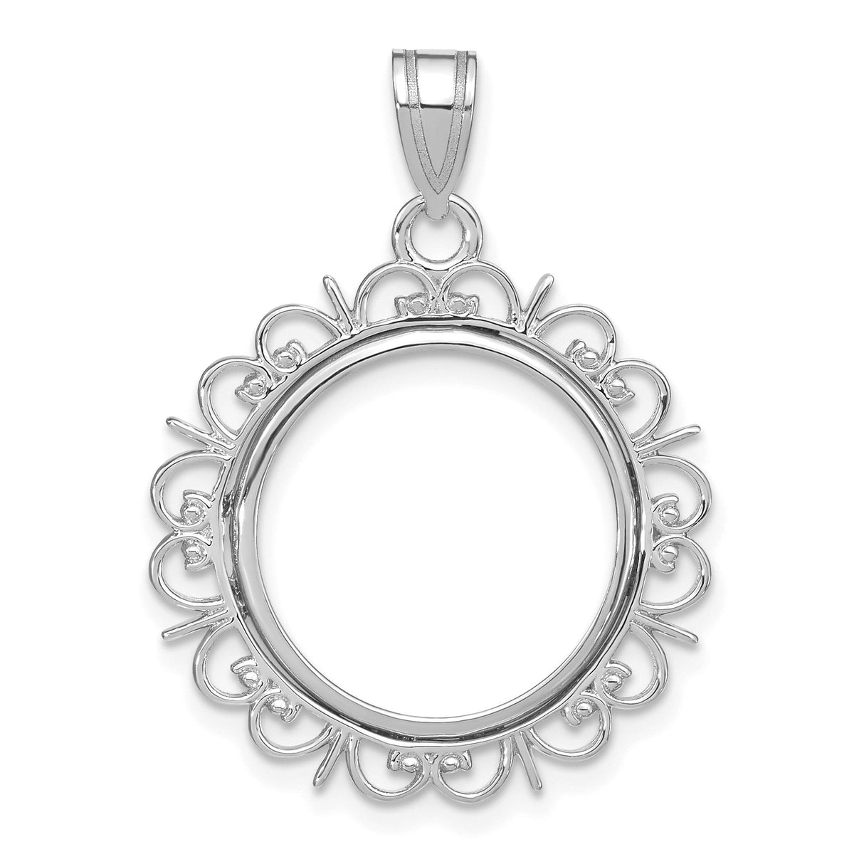 17 mm 14k White Gold coin bezel for 16.5 mm Coin