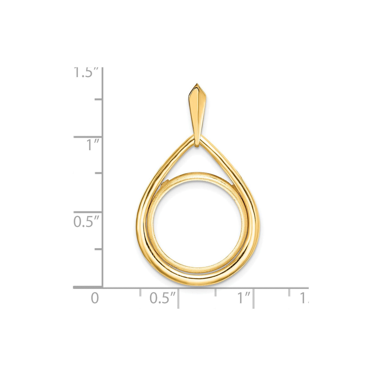 17 mm 14k Yellow Gold coin bezel for 16.5 mm Coin — size reference (ruler)