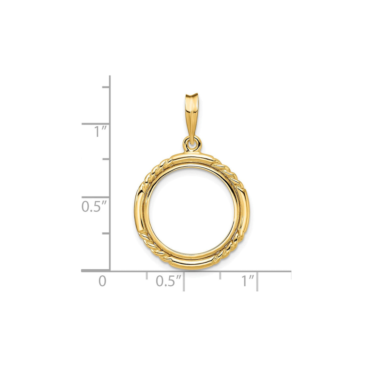 17 mm 14k Yellow Gold coin bezel for 16.5 mm Coin — size reference (ruler)