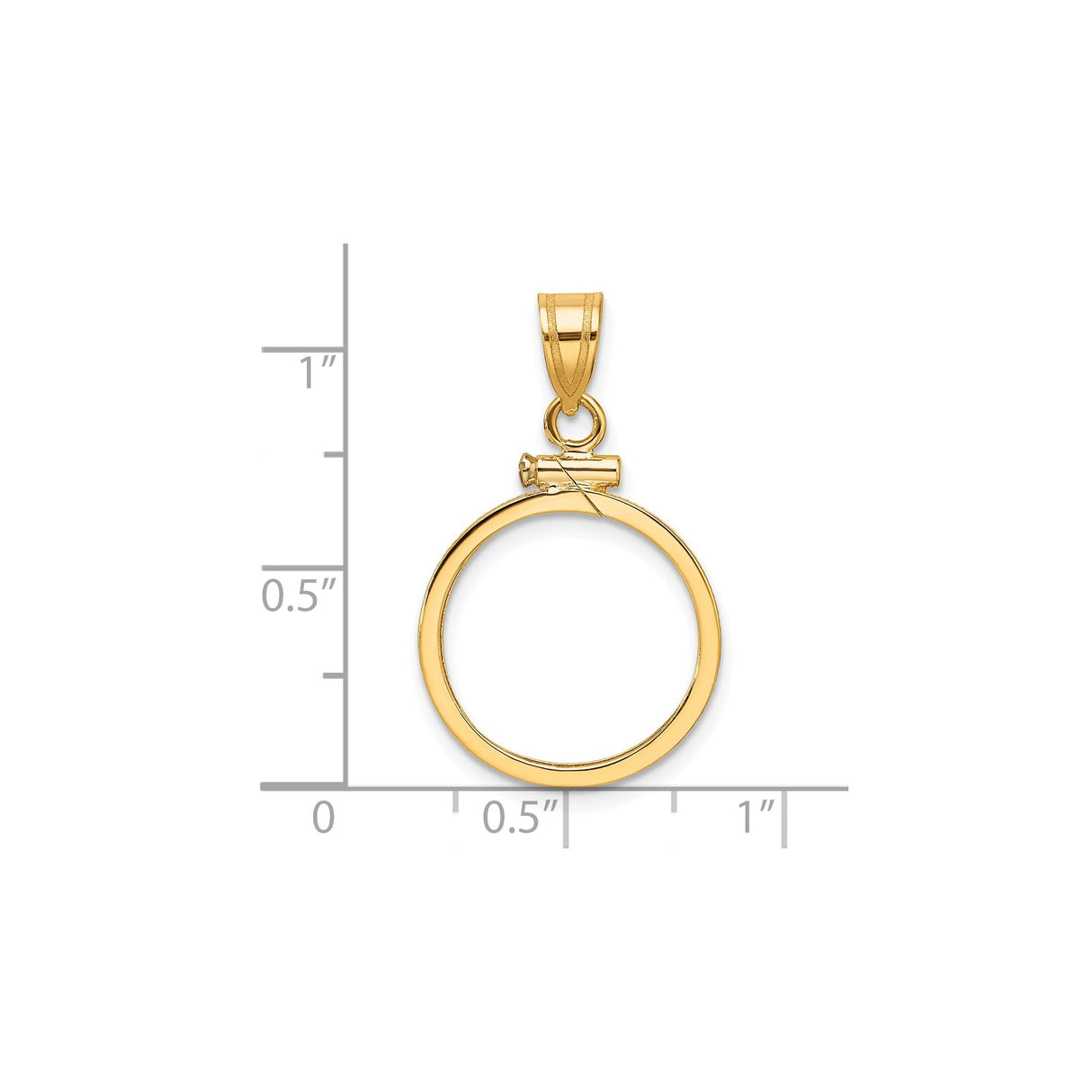 17 mm 10k Yellow Gold coin bezel for 16.5 mm Coin — size reference (ruler)