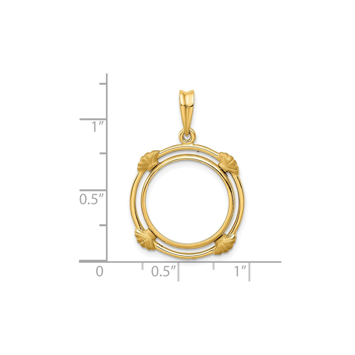 17 mm 14k Yellow Gold coin bezel for 16.5 mm Coin — size reference (ruler)
