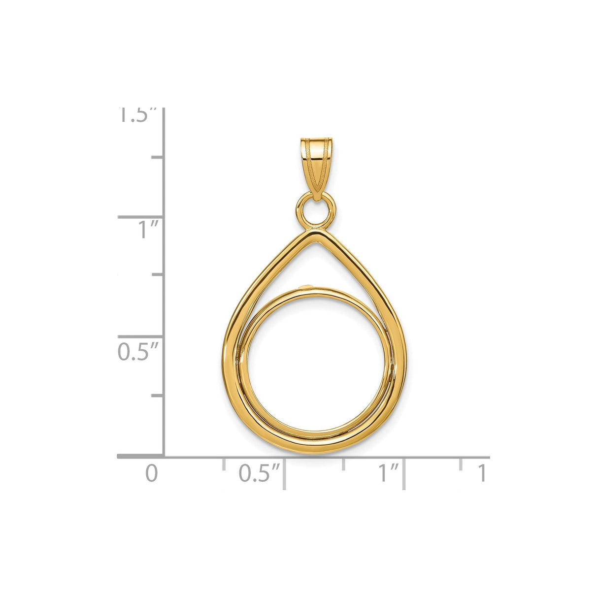 17 mm 14k Yellow Gold coin bezel for 16.5 mm Coin — size reference (ruler)