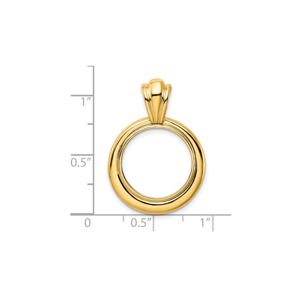 17 mm 14k Yellow Gold coin bezel for 16.5 mm Coin — size reference (ruler)