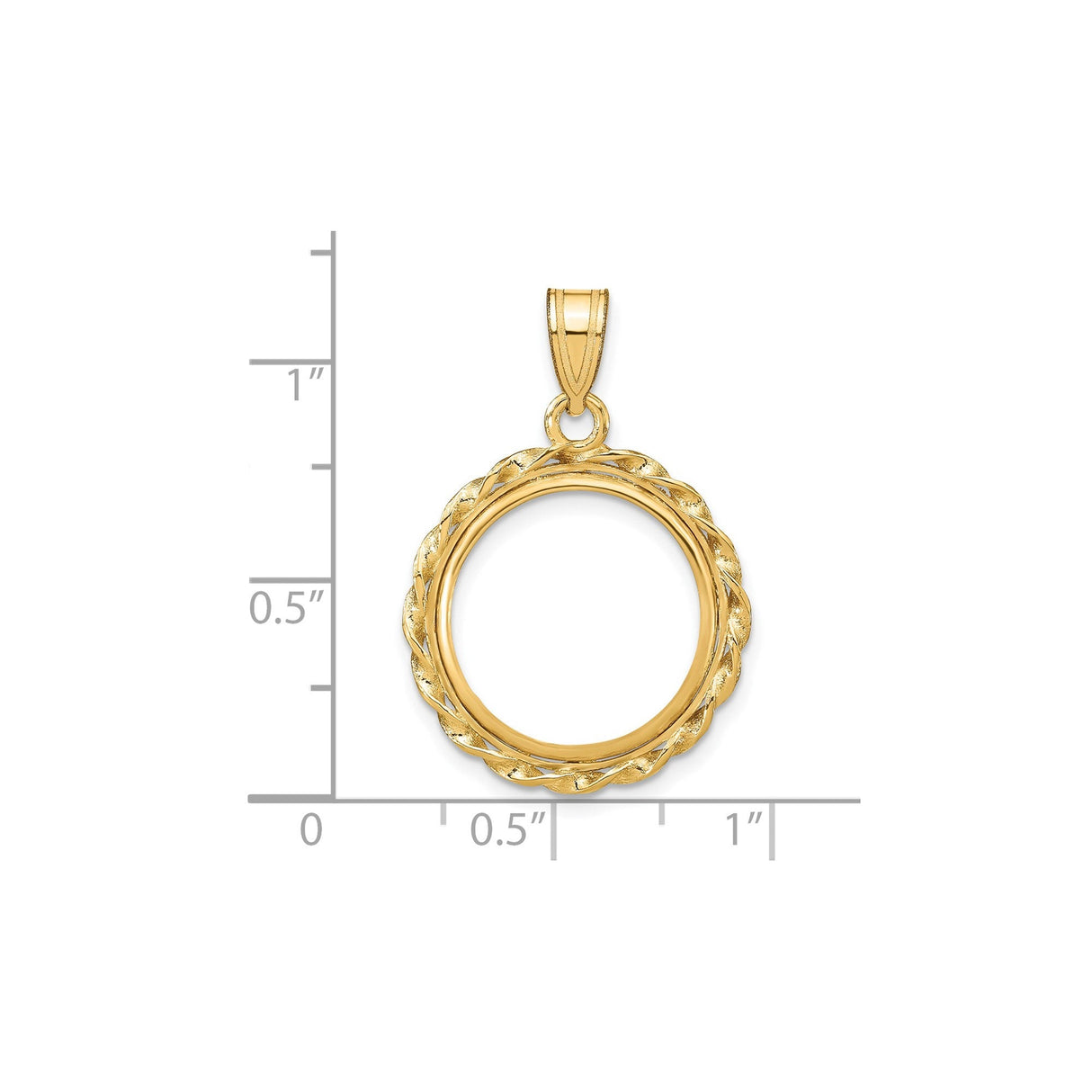 17 mm 14k Yellow Gold coin bezel for 16.5 mm Coin — size reference (ruler)