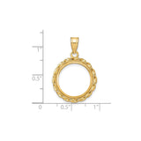 17 mm 14k Yellow Gold coin bezel for 16.5 mm Coin — size reference (ruler)