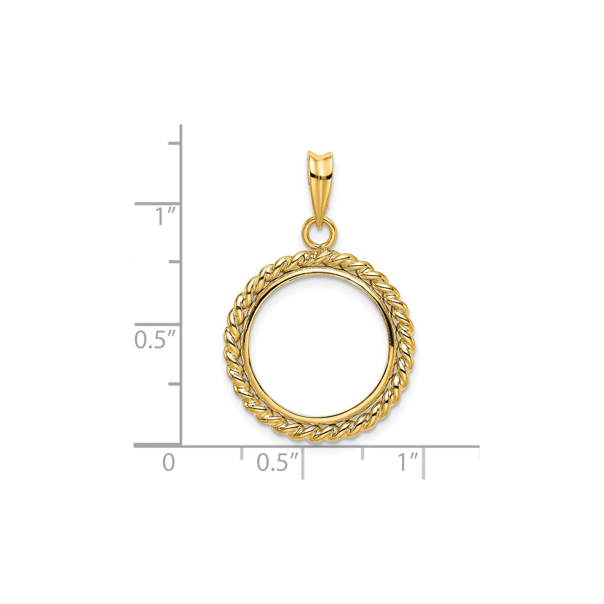 17 mm 14k Yellow Gold coin bezel for 16.5 mm Coin — size reference (ruler)