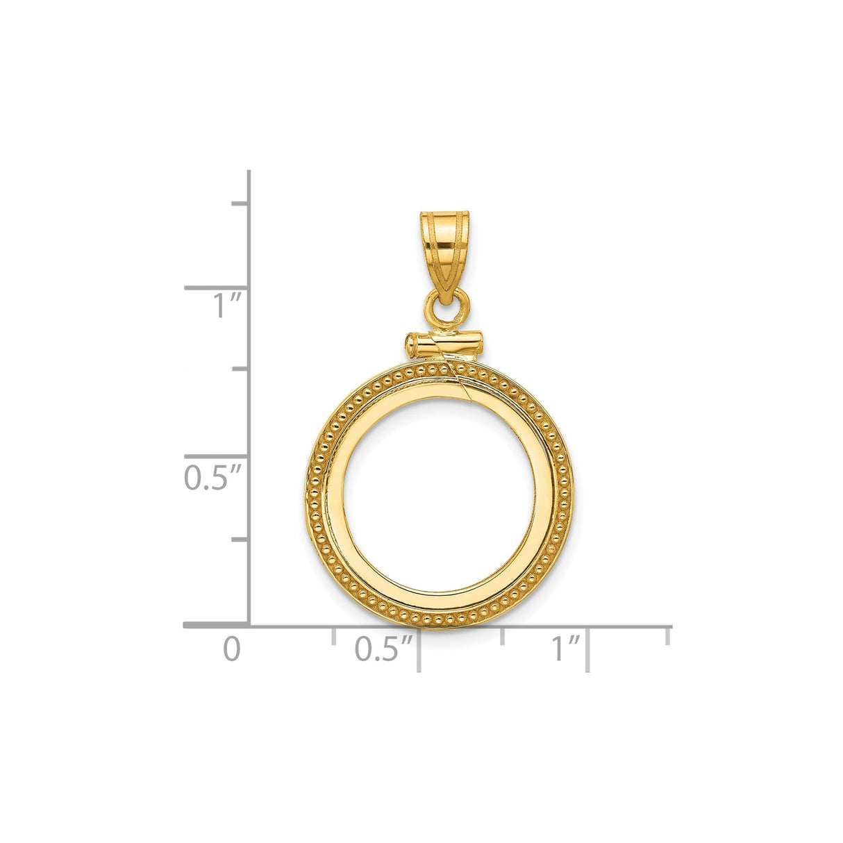 17 mm 14k Yellow Gold coin bezel for 16.5 mm Coin — size reference (ruler)