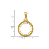 17 mm 14k Yellow Gold coin bezel for 16.5 mm Coin — size reference (ruler)