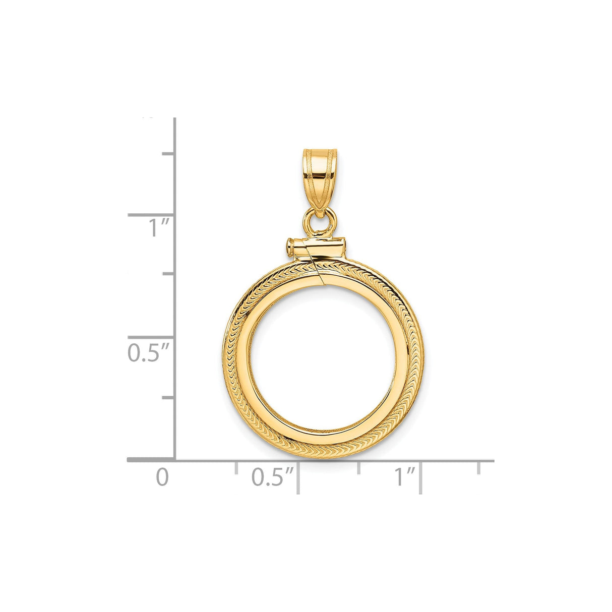 17 mm 14k Yellow Gold coin bezel for 16.5 mm Coin — size reference (ruler)