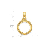 17 mm 10k Yellow Gold coin bezel for 16.5 mm Coin — size reference (ruler)